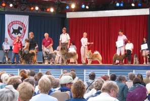 Tivoli hundeparade Eurasier 2002 on stage.